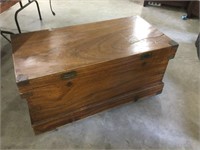 Wooden chest with storage. Small crack on top