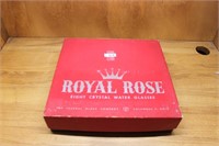 Royal Rose Crystal Water Glasses  8 Box