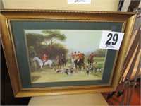 23x17.5" Matted & Framed Fox Hunt Themed Artwork