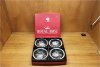 Royal Rose Crystal Coaster Ash Trays 8 Box