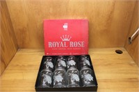 Royal Rose Crystal Juice Glasses 8 Box