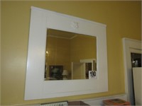 Large Wood Frame, Beveled Edge Mirror (35.5x32")