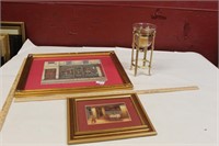 Wall Matted Pictures & Candle Holder