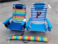 3 Pc. Beach Chairs & Umbrella Nautica