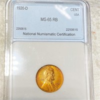 1920-D Lincoln Wheat Penny NNC - MS 65 RB