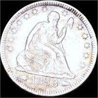 1853-O Seated Liberty Quarter CLOSELY UNC