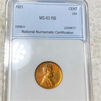 1921 Lincoln Wheat Penny NNC - MS 63 RB