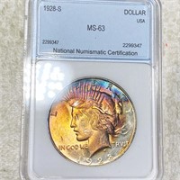 1928-S Silver Peace Dollar NNC - MS63