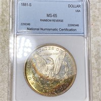 1881-S Morgan Silver Dollar NNC - MS65 RAINBOW