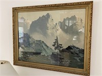 Vintage Framed Print of French Alps