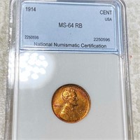 1914 Lincoln Wheat Penny NNC - MS 64 RB