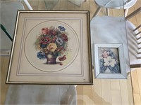 Vintage Pair of Signed Floral Prints