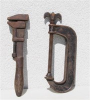 Vintage Monkey Wrench & C Clamp