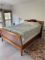 Vintage Mission-Style Queen Sleigh Bed