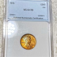 1919 Lincoln Wheat Penny NNC - MS 64 RB