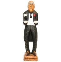 Large English Butler Carved Wood Statue