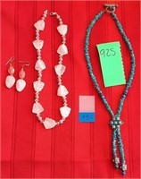 845 - SILVER & TURQUOISE NECKLACE & PINK SET (A50)