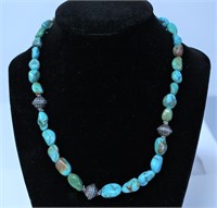 STERLING SILVER TURQUOISE STONE NECKLACE