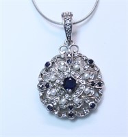 STERLING SILVER NECKLACE WITH BLUE SAPPHIRES