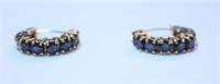 14K GOLD SMALL LOOPS EAR RINGS, DARK BLUE