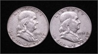 TWO FRANKLIN HALF DOLLARS