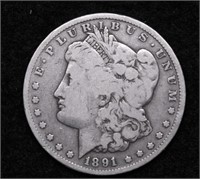 1891 CC MORGAN DOLLAR  VG