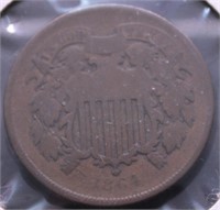1864 TWO CENT PIECE  VG