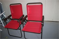2 RED FOLDING LAWN CHAIRS