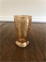 Vintage Fenton Iridescent Amber Pedestal Vase