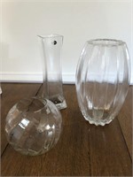 Assorted Scalloped Glass Vases & Blown Glass Vase