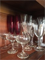 Vintage Pr Ruby Champagne Glasses & Asstd Glasses