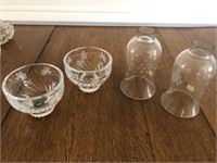 Vintage Lenox Crystal Bowls & Pr of Etched Globes