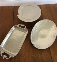 Selection of Polished Pewter Serving Trays
