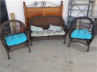 NICE set of wicker - love seat and 2 chairs