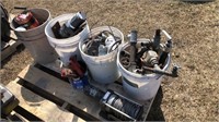 4 Pails of Misc Fittings, Unused Bearings, and