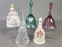 5 Piece Bell Lot Including Fenton