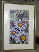 Signed Color Pencil Daisy Drawing