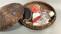 Vintage Decorated Sewing Basket Filled #2