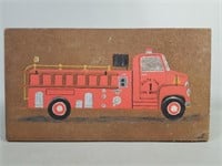 Fire Engine Wooden Wall Plaque