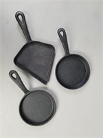 Lot of 3 Small Cast Iron Pans