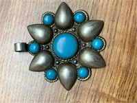 Nickle/Silver Turquoise Charm Weight 14.6