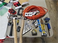 Lot of tools, hammers, cord