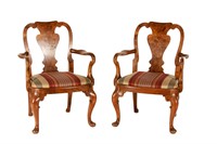 PAIR OF LATE 19TH C BURLED WALNUT CHILD'S CHAIRS
