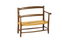 19TH C STYLE  CHILD SIZED FRENCH RUSH SEAT BENCH