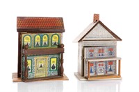 TWO ANTIQUE WOOD DOLLHOUSES