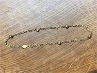14 K Rope with beads Bracelet Weight 1.4