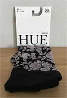 HUE BLACK FLORAL KNEE HI  O/S  $6