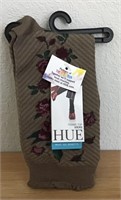 NWT HUE TAN FLORAL DRESS SOCKS  O/S  $7