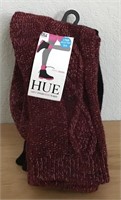 NWT HUE 2PR WINE BLACK CABLE KNIT SOCKS O/S $14