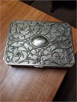 Vintage Silver Etched Dogwood Jewelry Box